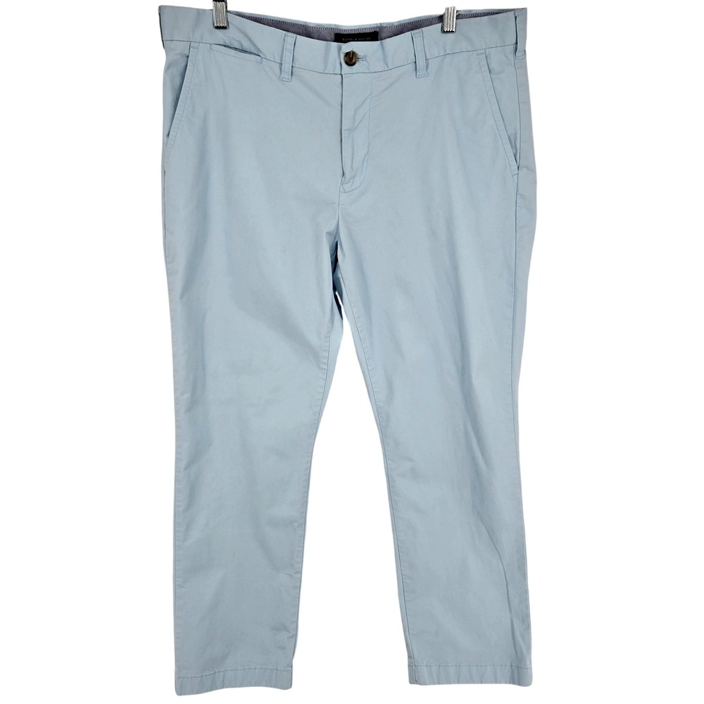 Tommy Hilfiger Chino Pants Mens 38x30‎ Light Blue Custom Fit Stretch Flat Front